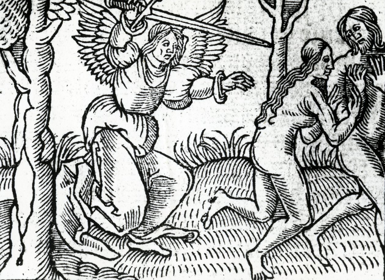 Vyhnání z rajské zahrady, ilustrace z Cranmer