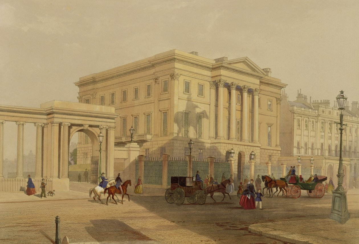 Exteriér domu Apsley, 1853, J. Dillon (tisk) od English School