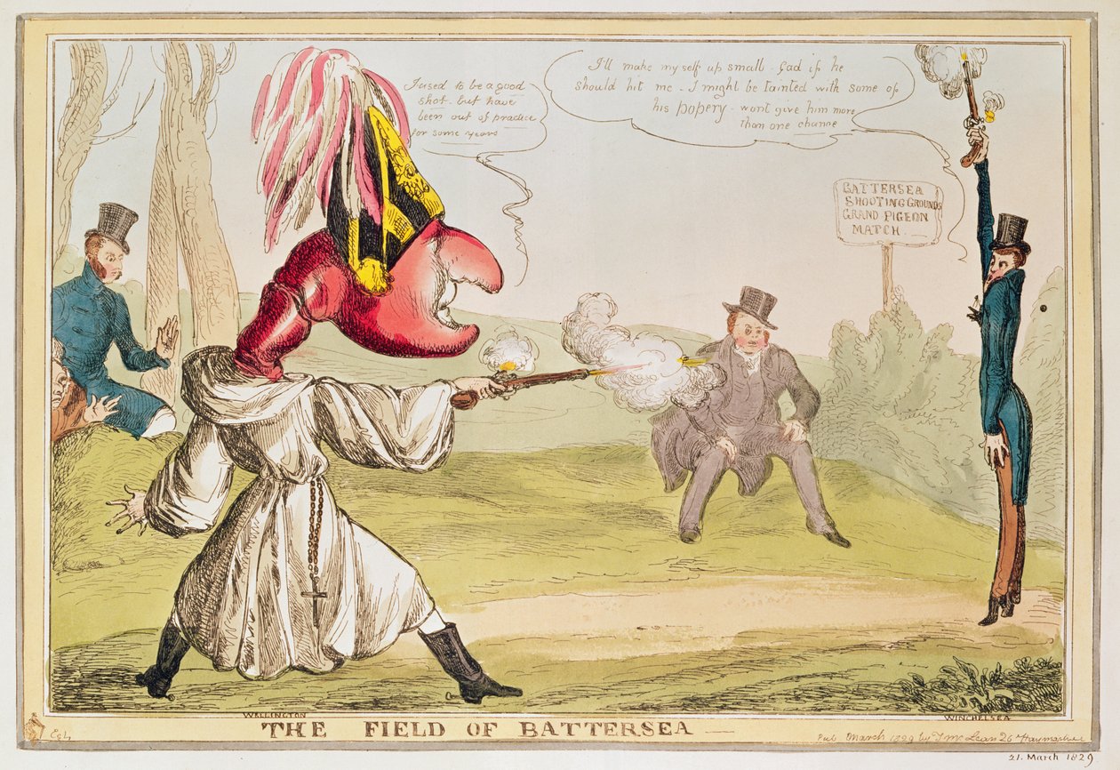 The Field of Battersea, 1829 (barevný lept) od English School