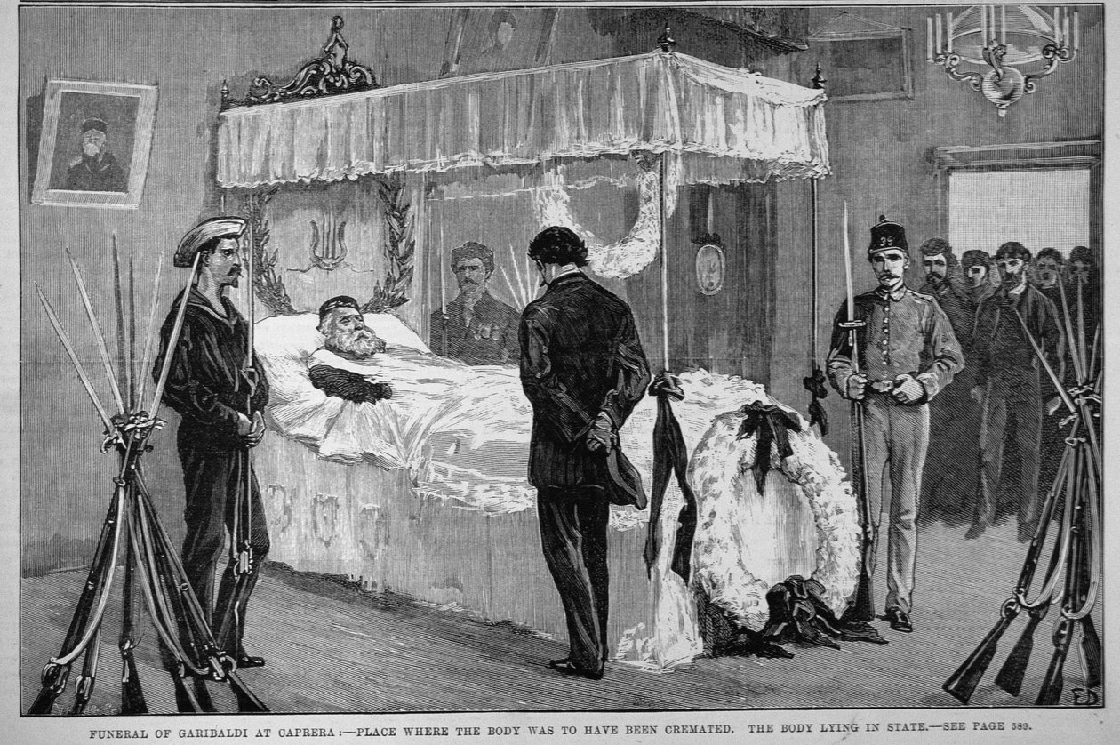 Garibaldiho pohřeb v Capreře: The Body Lying in State, z "The Illustrated London News", 17. června 1882 od English School