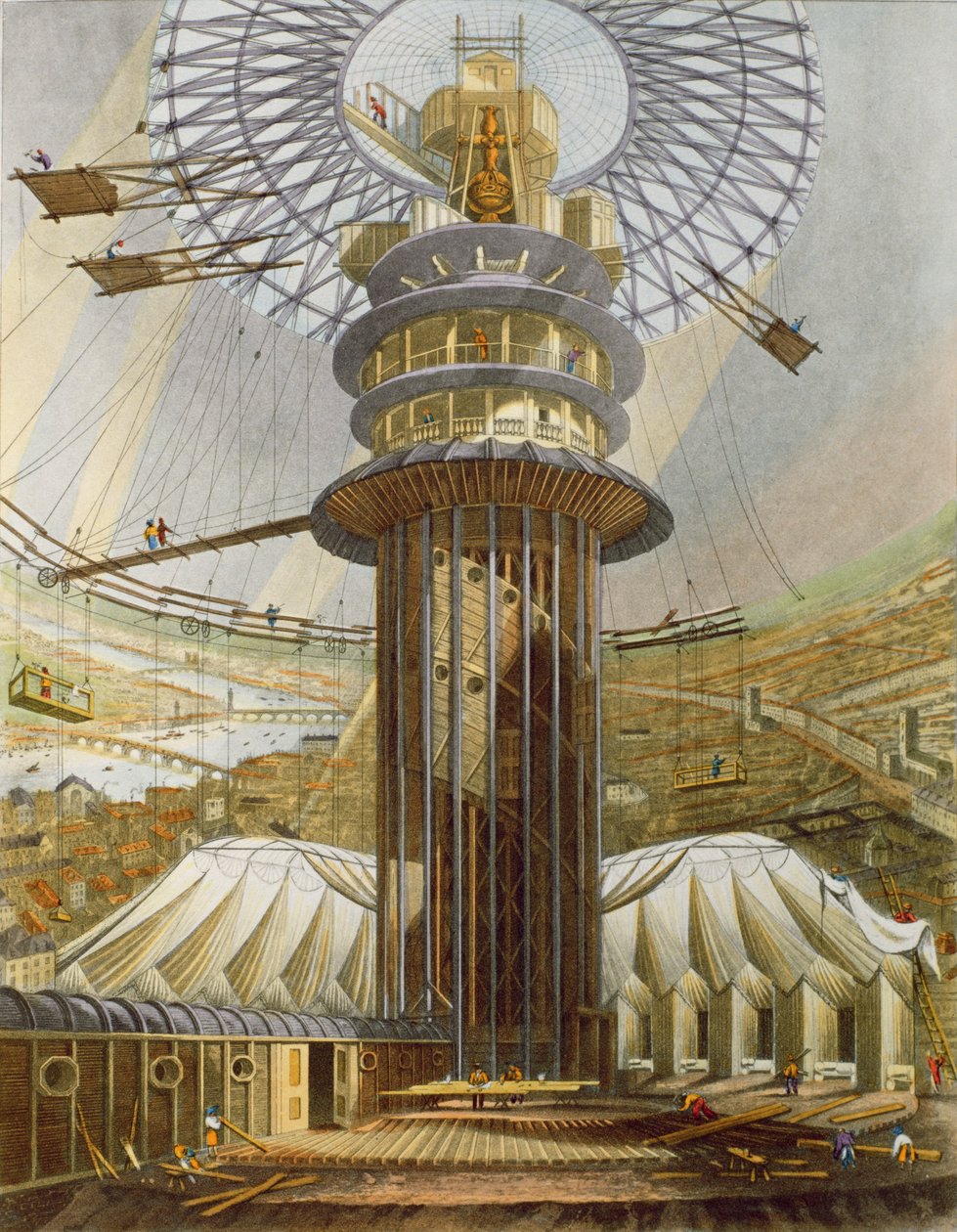 The Geometrical Ascent to the Galleries in the Colosseum, Regents Park, vydáno 1829 od English School
