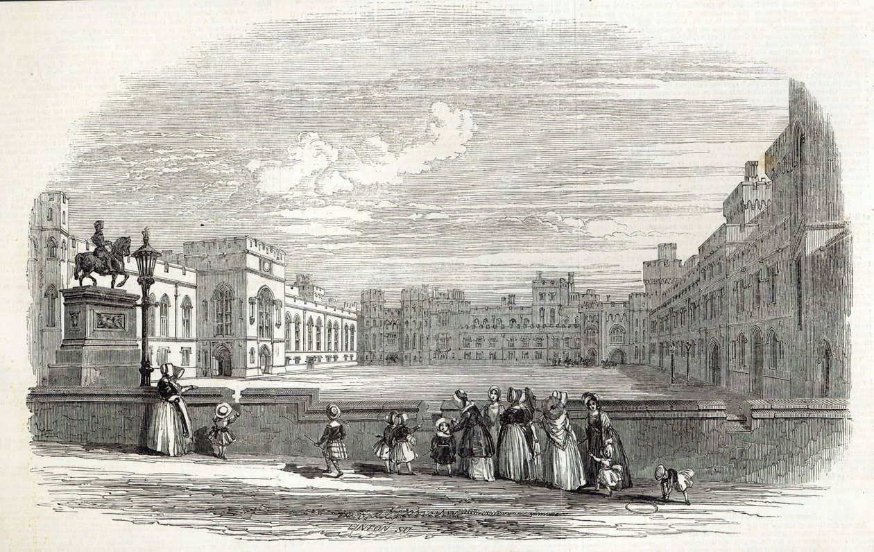 Velký čtyřúhelník, hrad Windsor, z „The Illustrated London News“, 10. října 1846 od English School