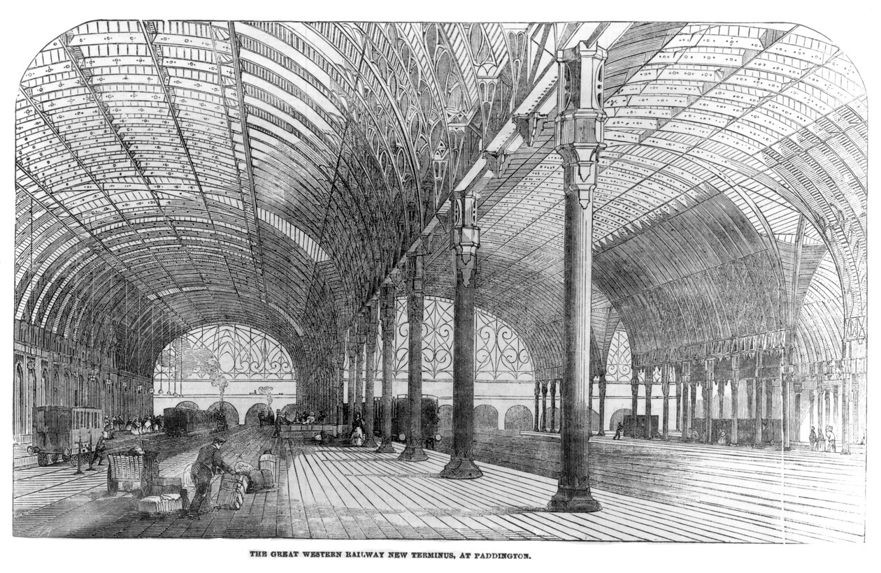 The Great Western Railway New Terminus v Paddington, Londýn, 1854 od English School