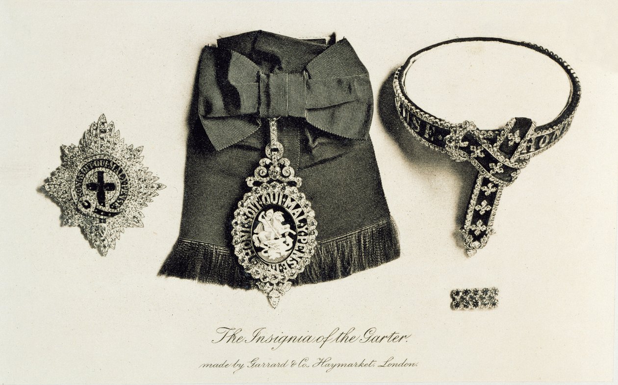 Insignia podvazku, vyrobený Garrard & Co., Haymarket, Londýn od English School