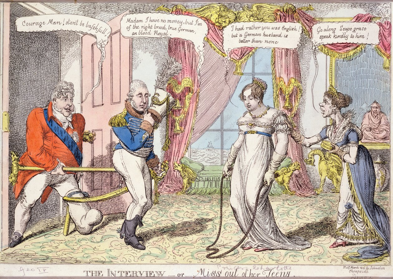 Rozhovor aneb slečna z jejích dospívajících, 1816 (barevný lept) od English School
