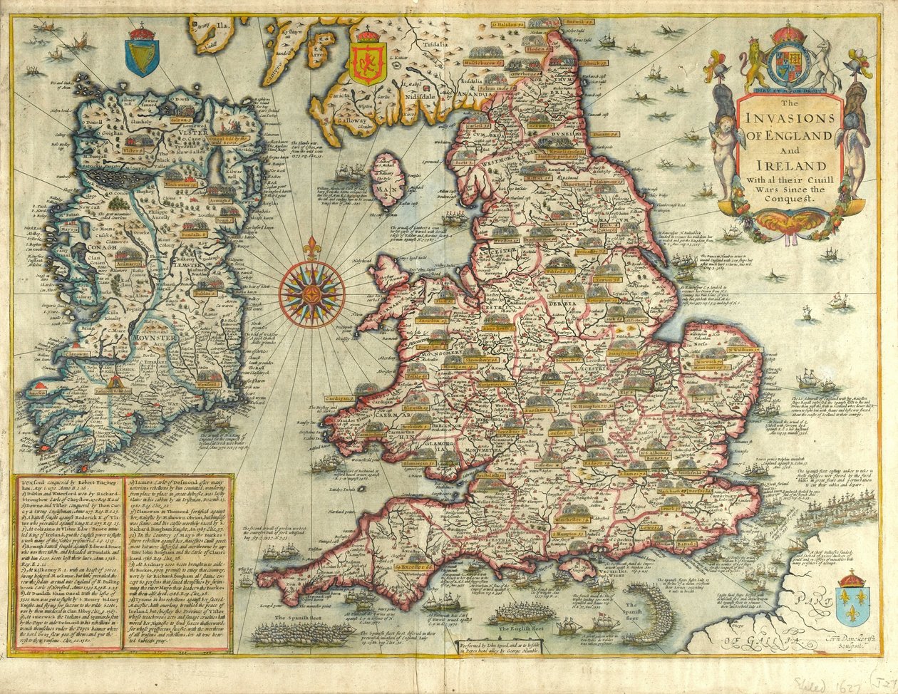 Invaze Anglie a Irska se všemi jejich občanskými válkami od dobytí, c.1627 od English School