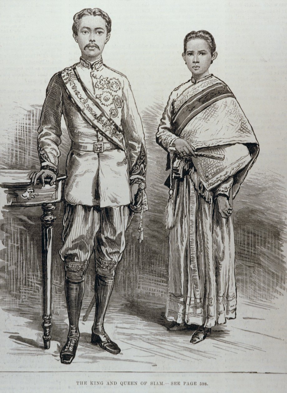 Král a královna Siamu, z „The Illustrated London News“, 17. června 1882 od English School
