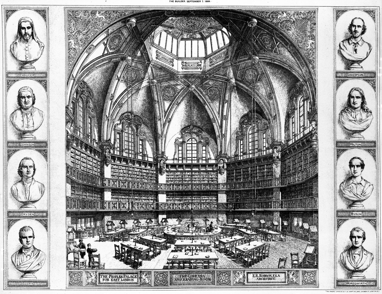 Knihovna a čítárna v Paláci lidu pro východní Londýn, c.1880 od English School