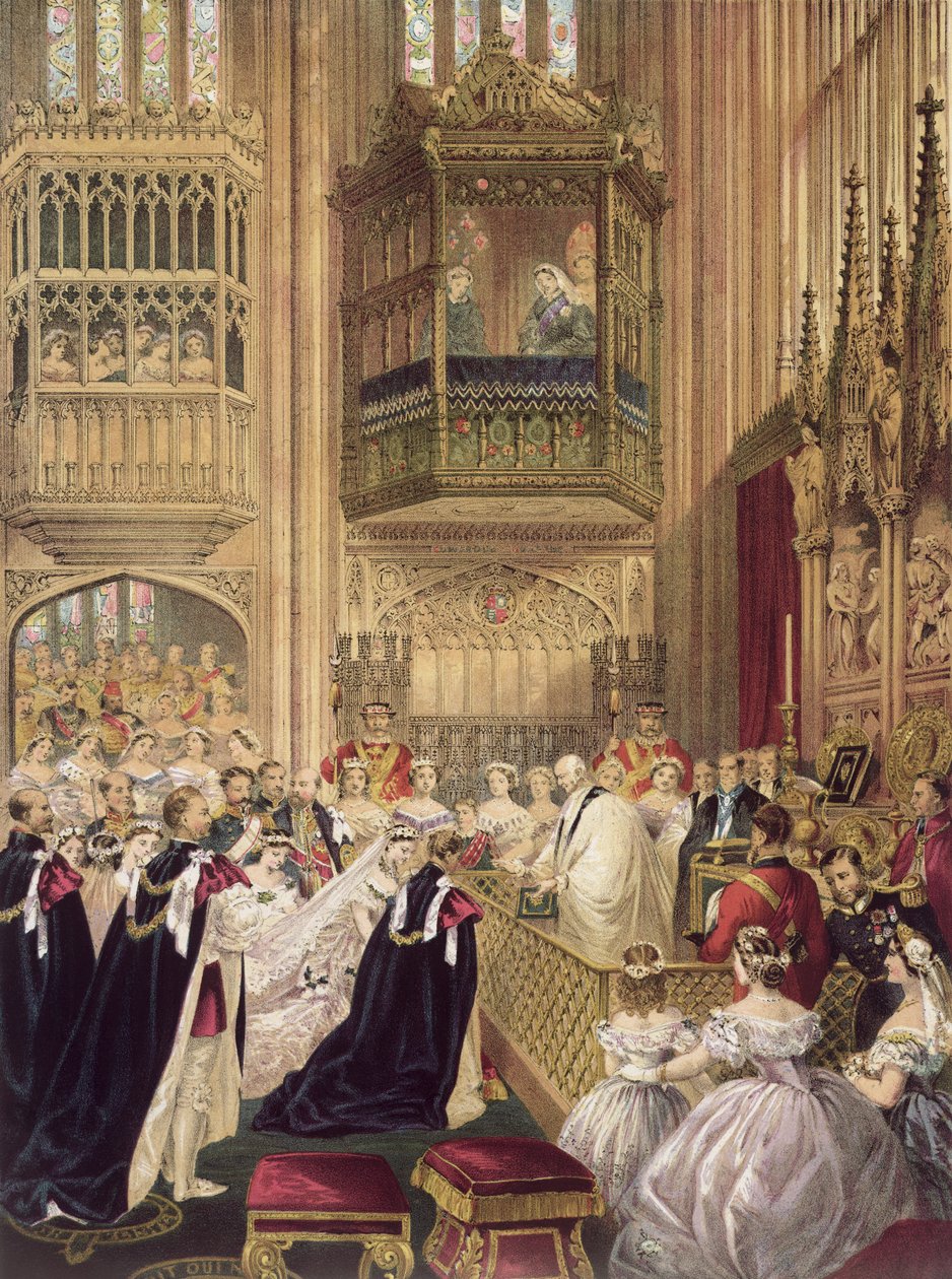 Svatba Edwarda VII. (1841-1910) prince z Walesu s princeznou Alexandrou (1844-1925) Dánskou, kaple sv. Jiří Windsor, 7. března 1863 od English School