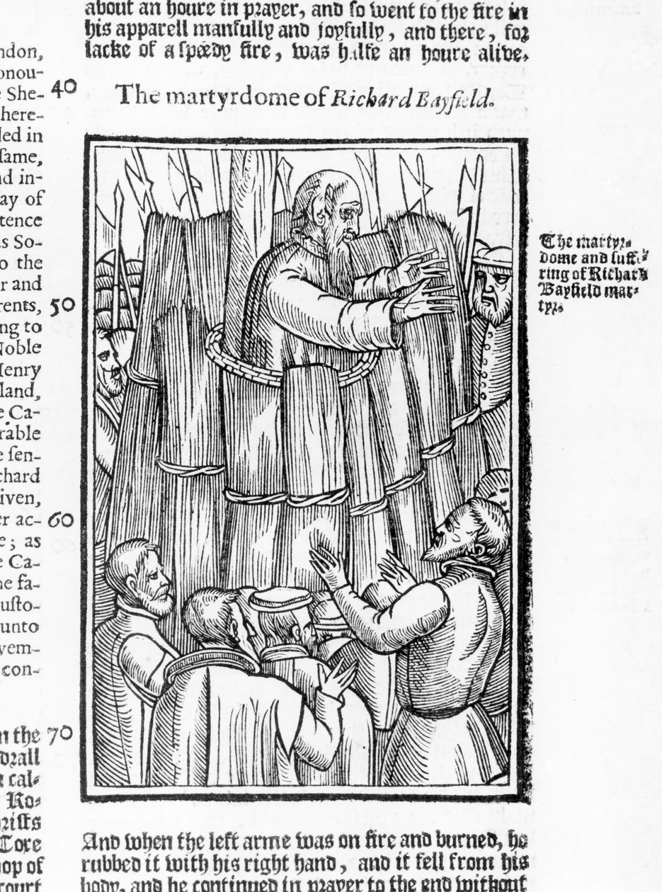 Mučednictví Richarda Bayfielda († 1531) z knihy „Skutky a památky“ od Johna Foxe (1516–87) 1563 od English School