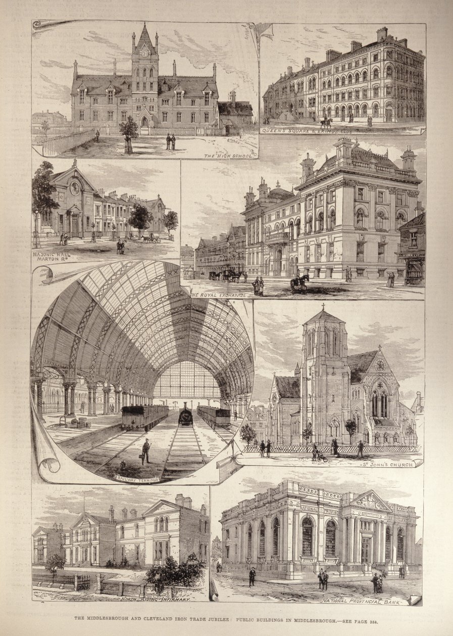 The Middlesbrough and Cleveland Iron Trade Jubilee: Public Buildings in Middlesbrough, z „The Illustrated London News“, 10. srpna 1881 od English School