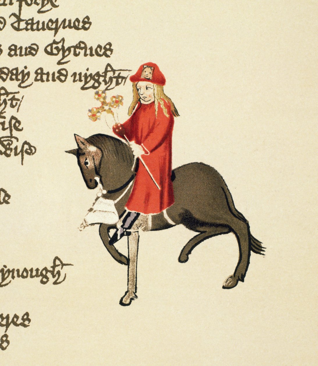 The Pardoners Tale, detail z The Canterbury Tales, od Geoffreyho Chaucera (c.1342-1400) Ellesmere Manuscript, faksimilové vydání, 1911 (originální detaily viz 91200 a 128927) od English School