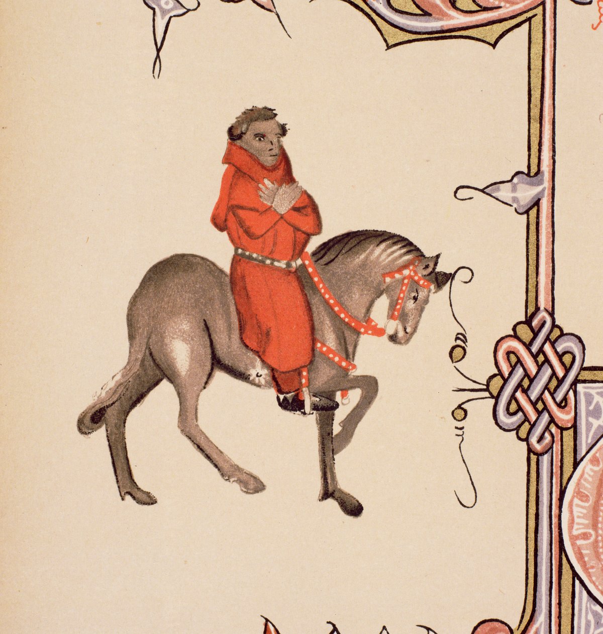 Farář, detail z Canterubských povídek, Geoffrey Chaucer (asi 1342-1400) Ellesmerův rukopis, faksimilní vydání, 1911 (detail originálu viz 128919) od English School