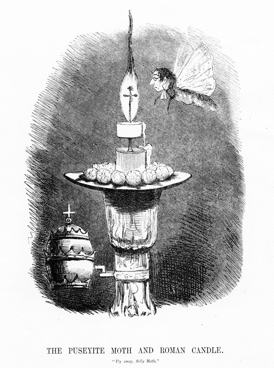 Puseyitská můra a římská svíčka, ilustrace z 