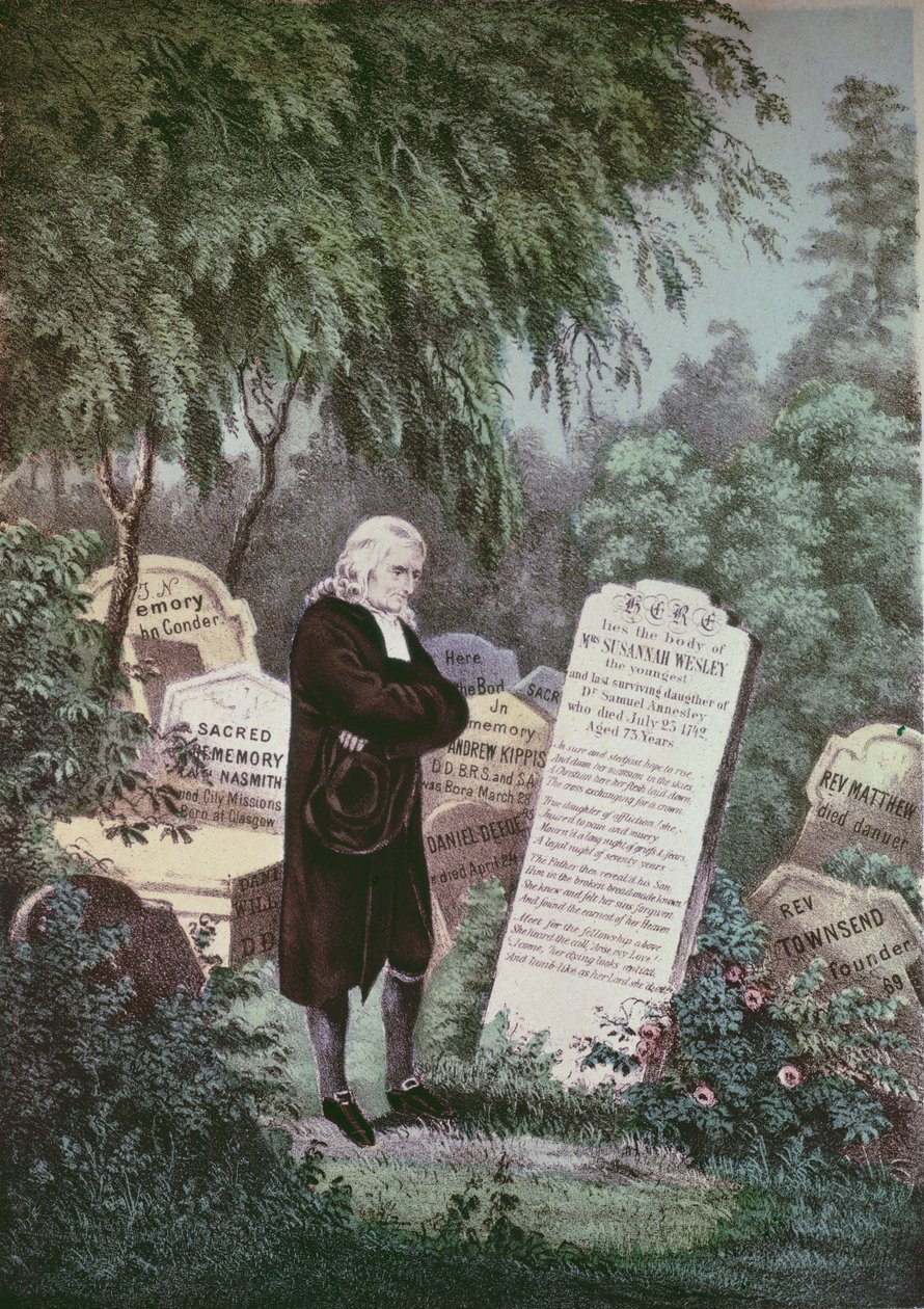 Rev. John Wesley na návštěvě hrobu své matky od English School
