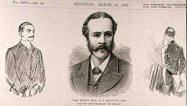 Správný Honza. A. J. Balfour (1848-1930), M.P., nový hlavní tajemník pro Irsko, z The Illustrated London News, 12. března 1887 od English School