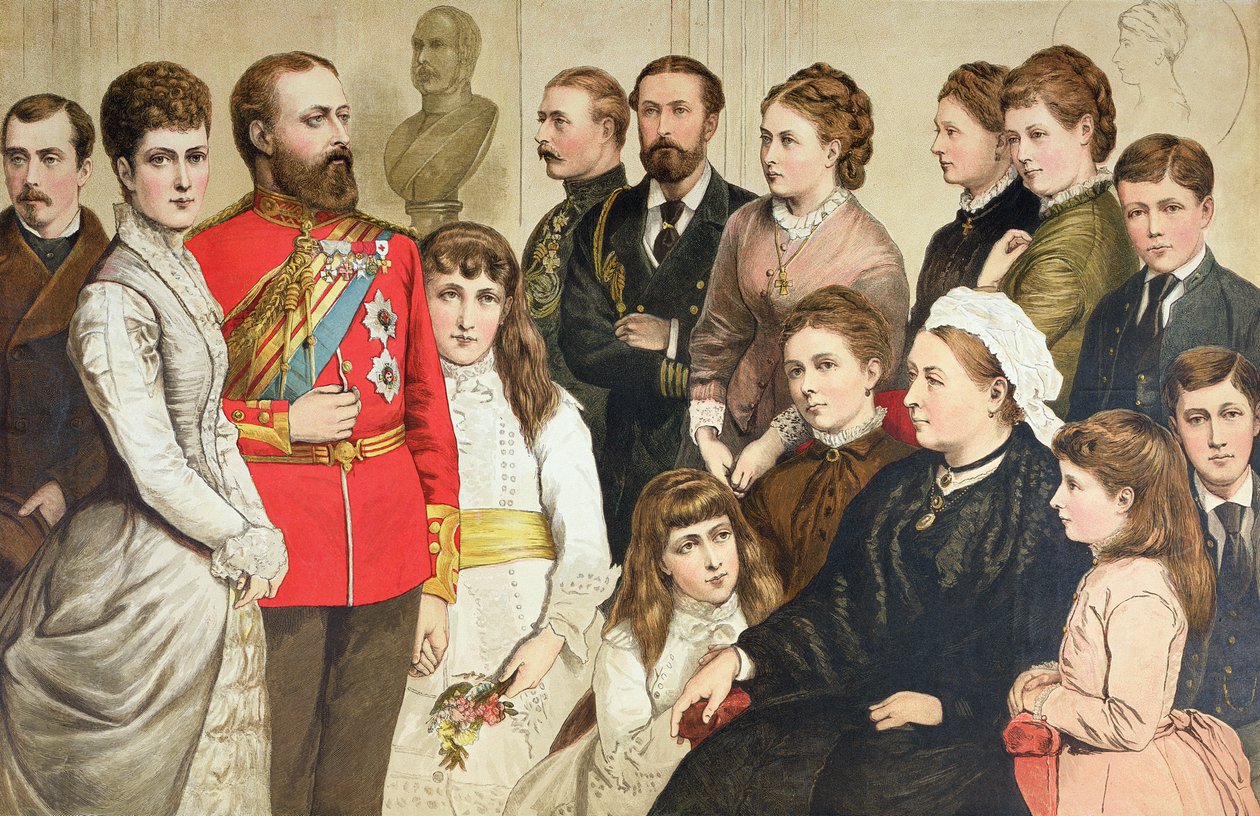 Královská rodina, 1880 (barevná rytina) od English School