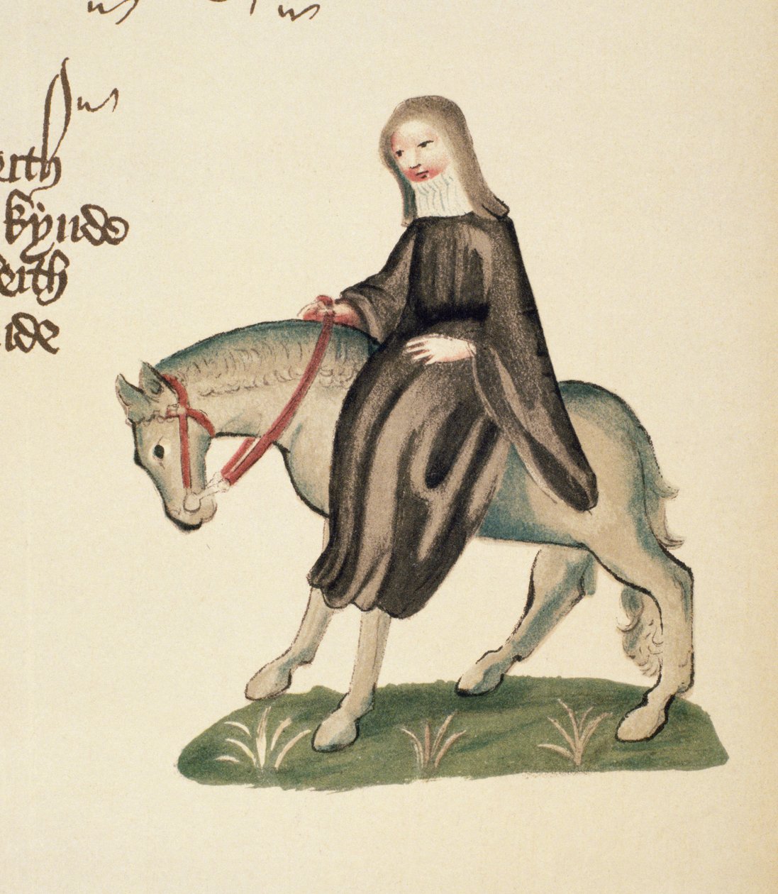 Druhá jeptiška, detail z Canterbury Tales, od Geoffreyho Chaucera (asi 1342-1400) Ellesmere Manuscript, faksimilové vydání, 1911 (originální podrobnosti viz 128940) od English School