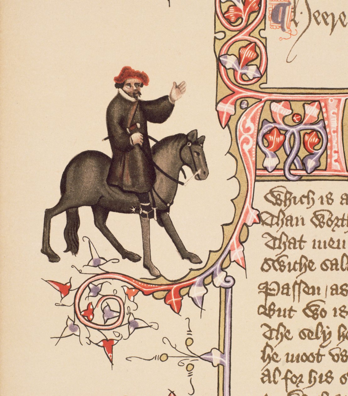 Lodník, detail z Canterburských příběhů, od Geoffreyho Chaucera (asi 1342-1400) Ellesmerův rukopis, faksimilní vydání, 1911 (originální detaily viz 128912) od English School