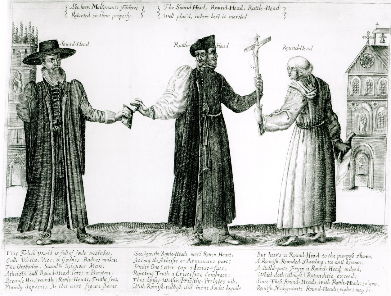 The Sound-Head, Rattle-Head and Round-Head, 1642 od English School