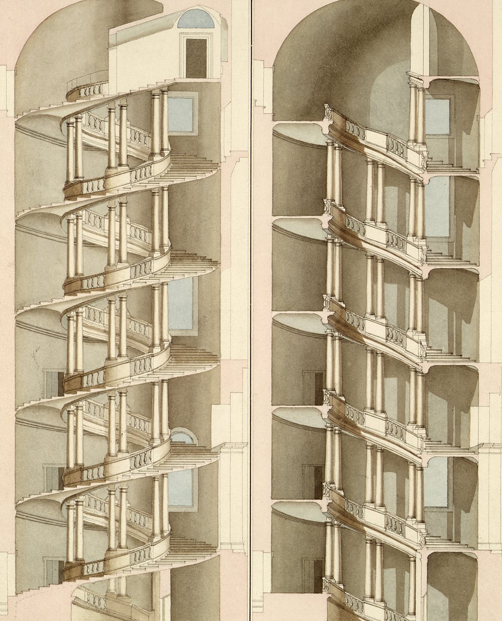 Schodiště vily Farnese, Caprarola, 1800 (wc) od English School