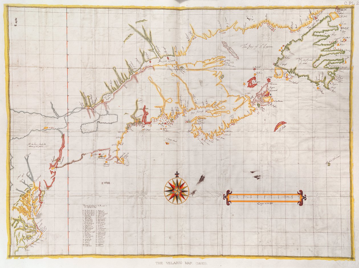 Mapa Velasco, faksimile, 1610 od English School