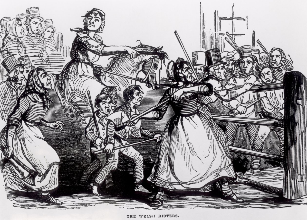 The Welsh Rioters, z The Illustrated London News, 11. února 1843 od English School