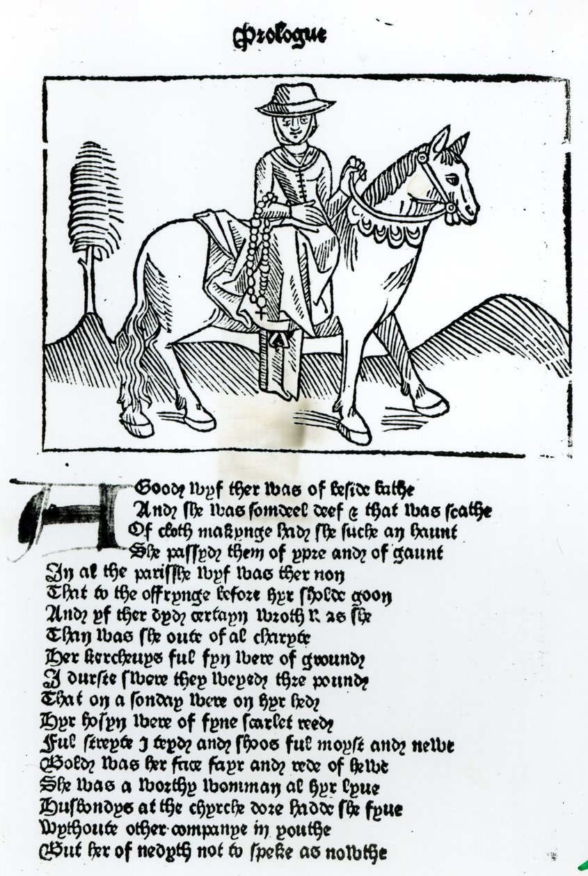 The Wife of Bath, ilustrace z knihy Geoffrey Chaucer (asi 1345-1400) 