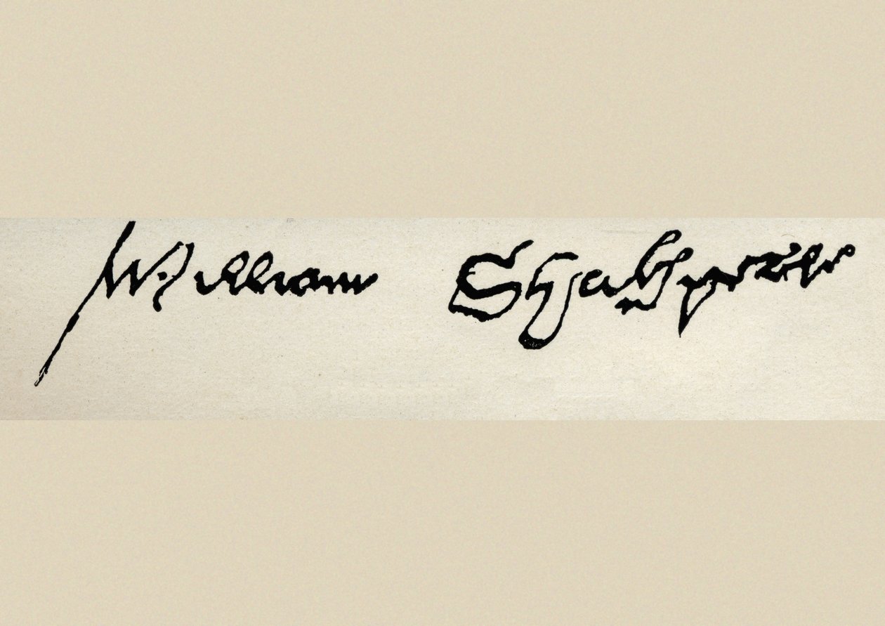 Podpis Williama Shakespeara (1564-1616) (pero a tuš) od English School