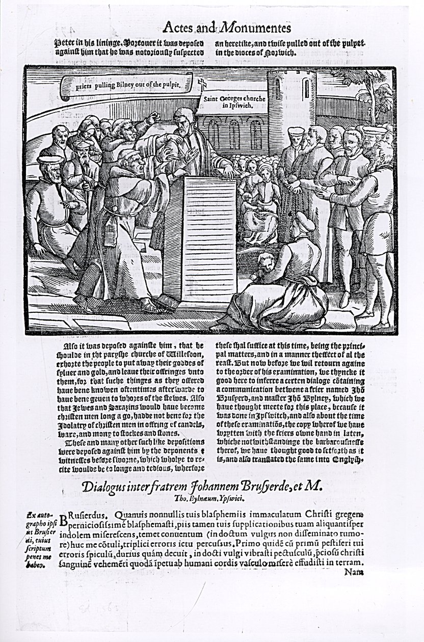 Thomas Bilney († 1531) je vytažen z kazatelny z 
