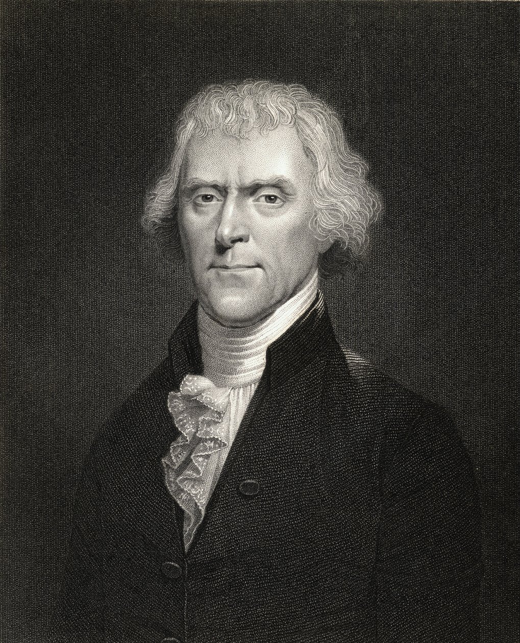 Thomas Jefferson z „Gallery of Portraits“, publikované v roce 1833 od English School