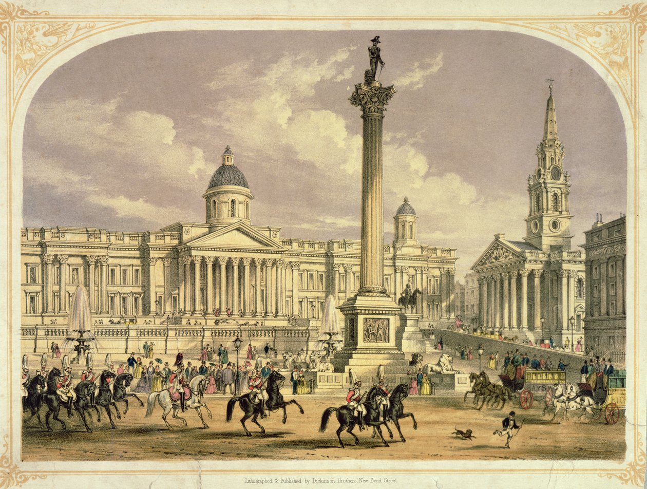Trafalgar Square, publikoval Dickinson Brothers, 19. století (tisk) od English School