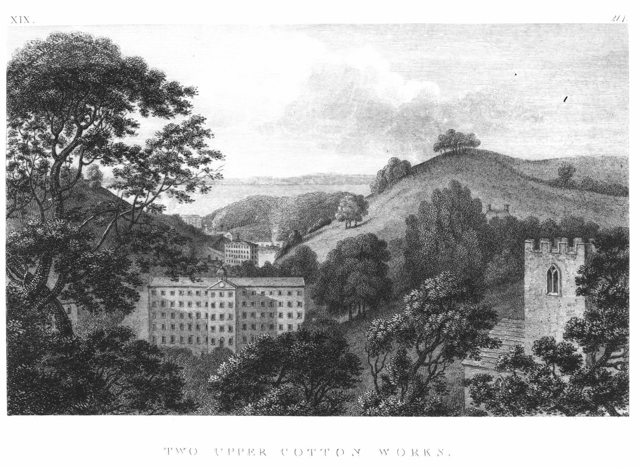 Two Upper Cotton Works, New Lanark Textile Mills, 1796 od English School