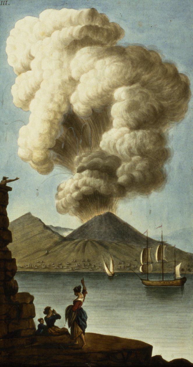 Erupce Vesuvu, deska III od Sira Williama Hamiltonse Campi Phlegraeiae (dodatek), 1779 (wc) od English School