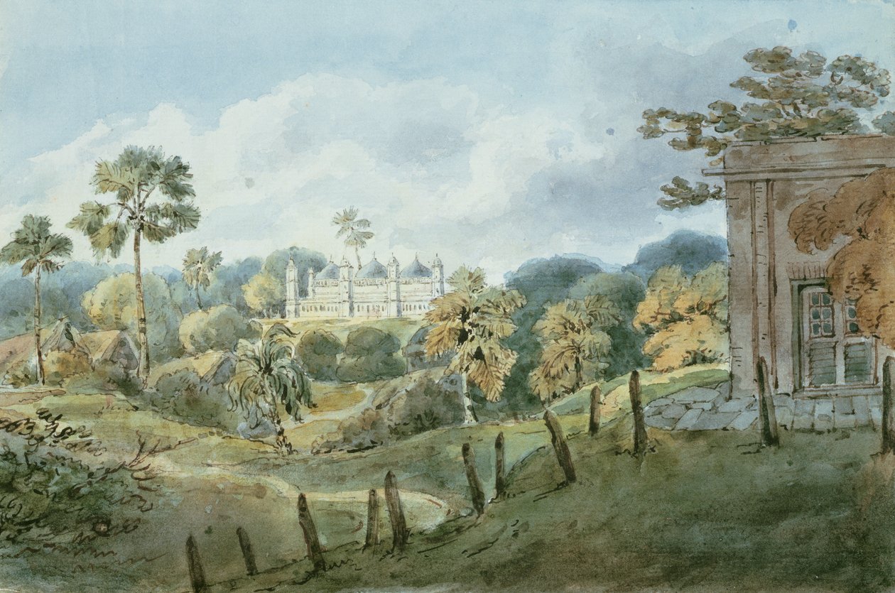 Pohled z Bungalovu kapitána Williamse v Mongheer (Munger), c.1808 (wc) od English School