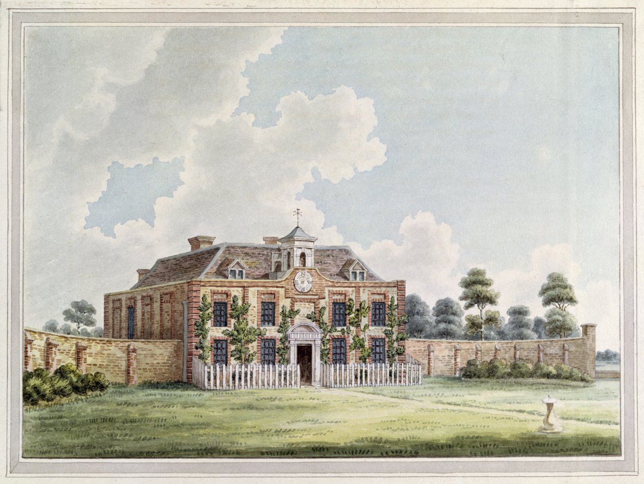 Pohled na Dawley House, Harlington, Middlesex, cca 1820 (barevná rytina) od English School