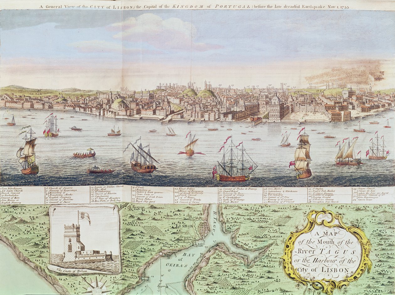 Pohled na Lisabon, 1755 od English School