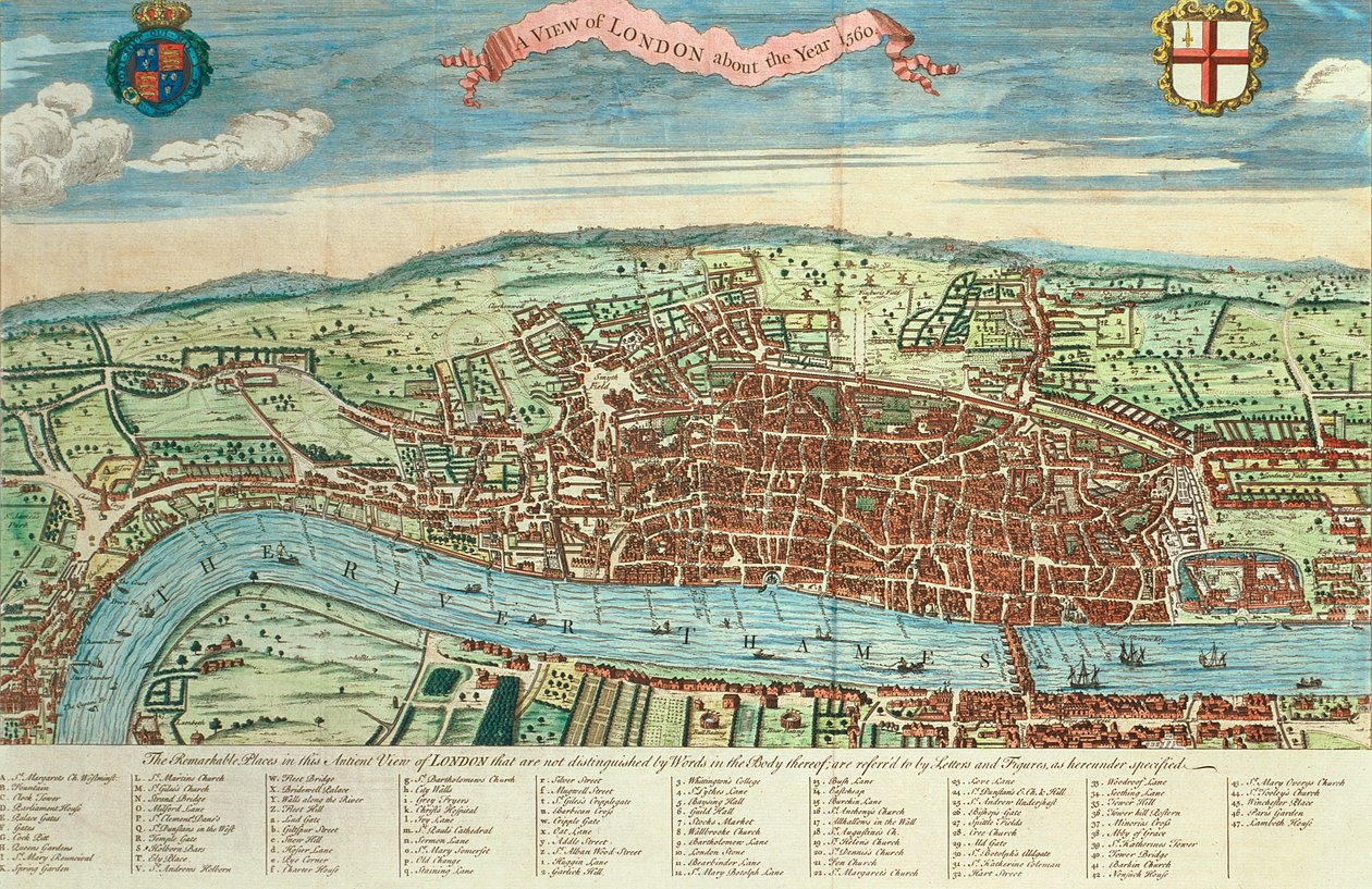 Pohled na Londýn, kolem roku 1560 od English School