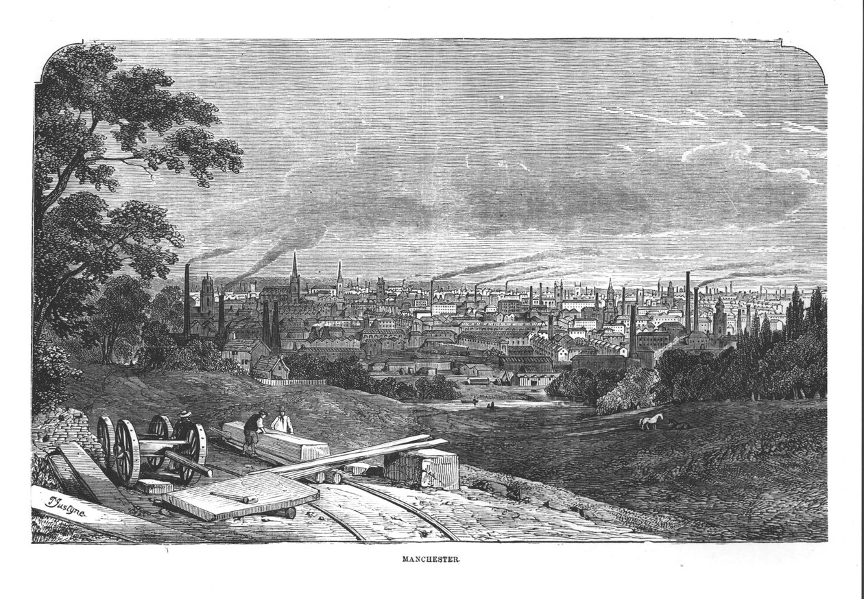 Pohled na Manchester, vyrytý T. Gustyne (Bw foto) od English School