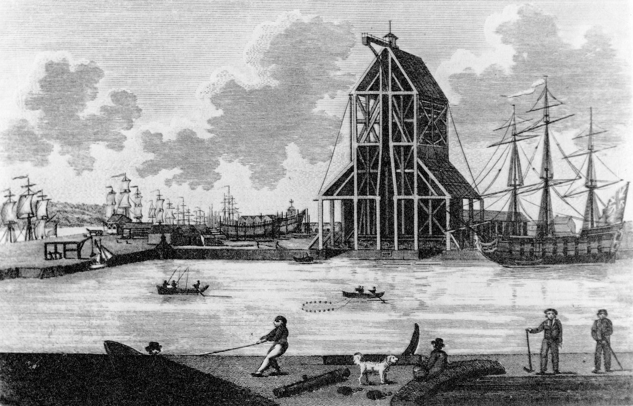 Pohled na přístaviště pana Perryho v Blackwallu, kolem roku 1789 od English School