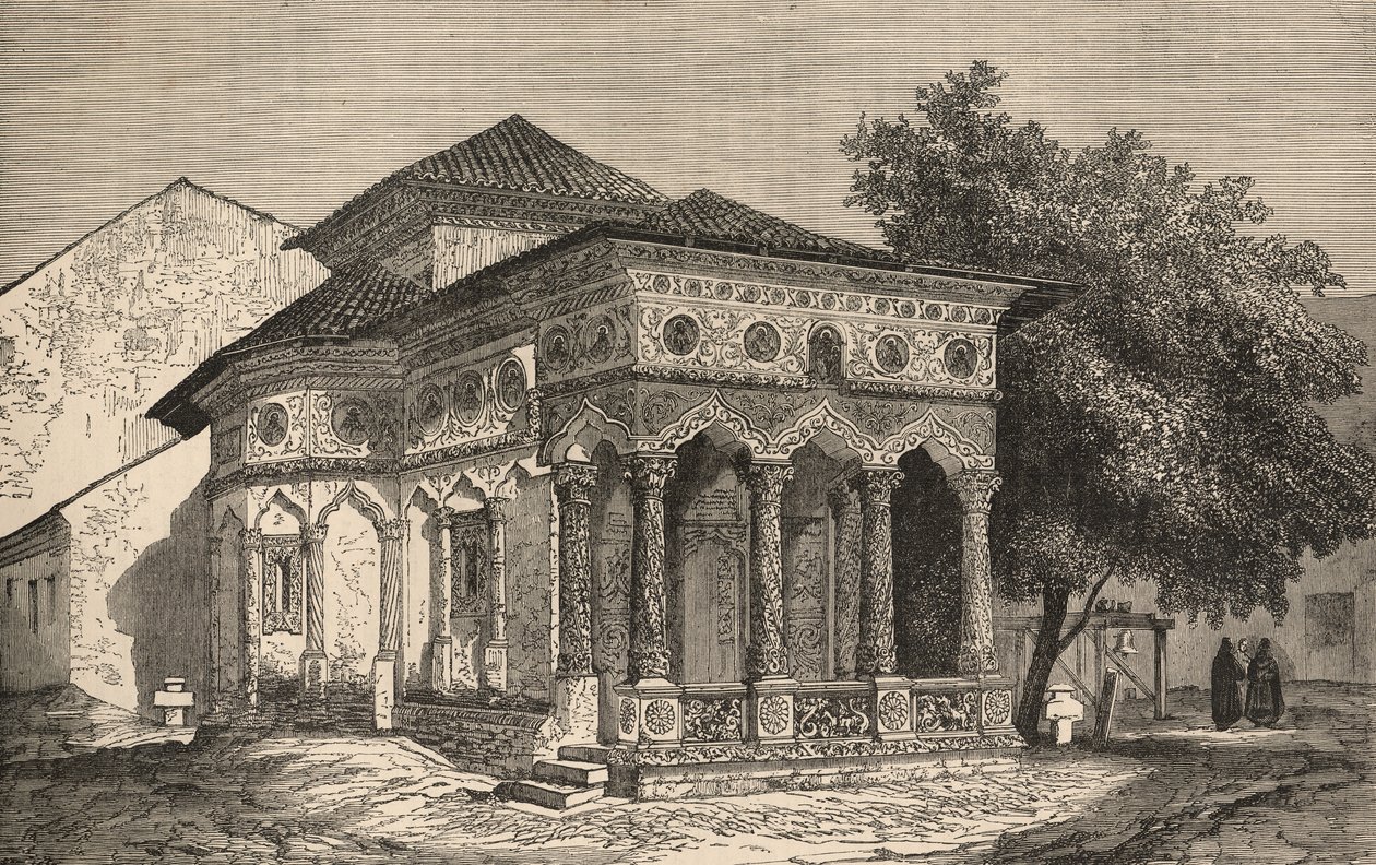 Pohled na kostel v Bukurešti, z „The Illustrated London News“, 1853 od English School