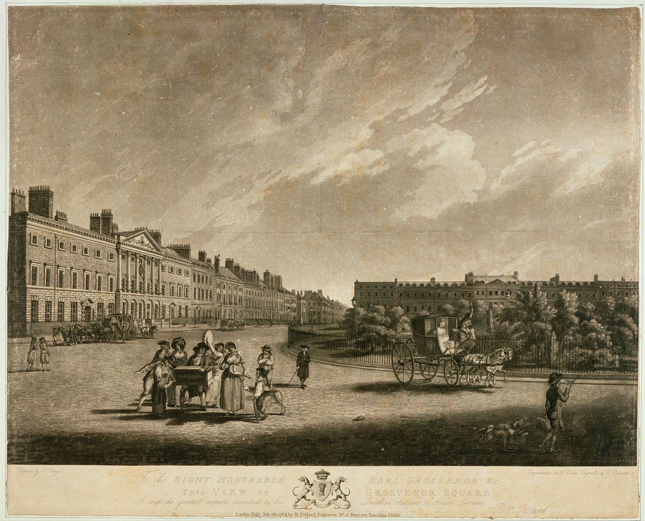Pohled na severní stranu Grosvenor Square, 1789 od English School