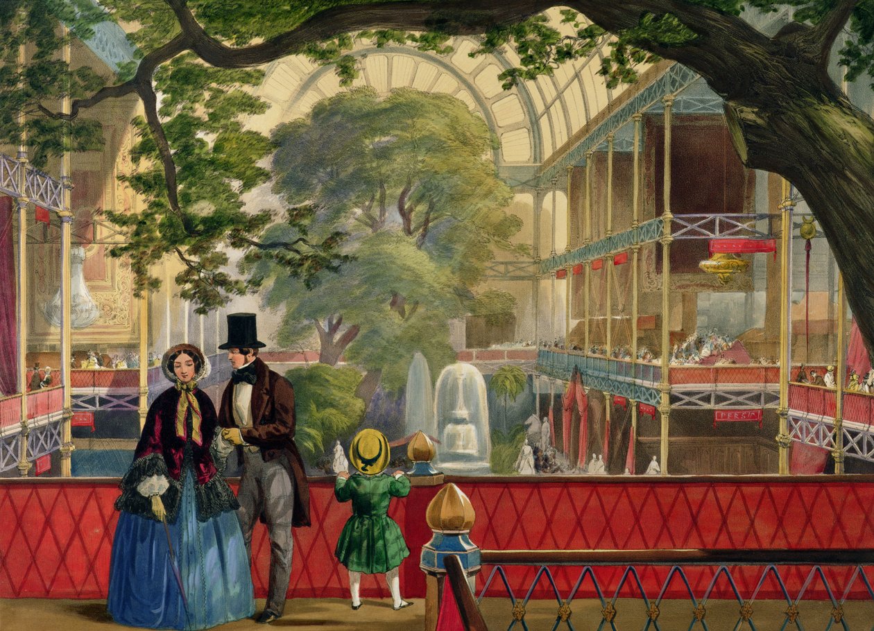 Pohled přes balkon, z Dickinsonových komplexních obrázků Velké výstavy z roku 1851, publikované 1854 od English School