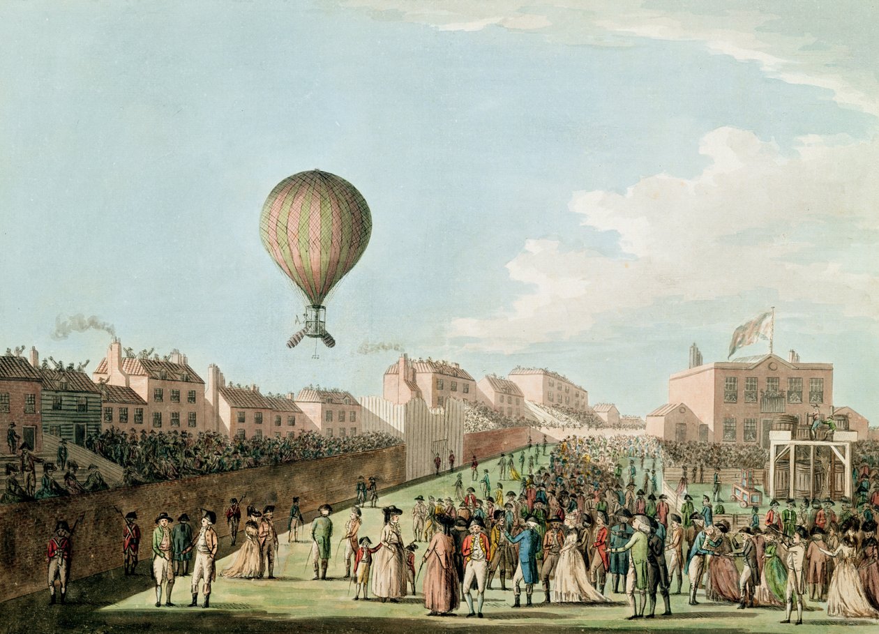 Vzdušný výstup Vincenta Lunardiho z dělostřelecké základny, 15. září 1784 od English School