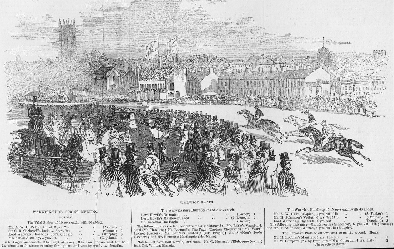 Warwick Races, z "The Illustrated London News", 12. dubna 1845 od English School
