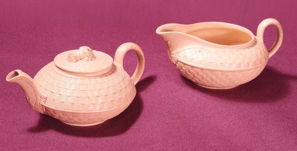 Wedgwood caneware konvička na čaj a konvička na mléko, cca 1860 (keramika) od English School