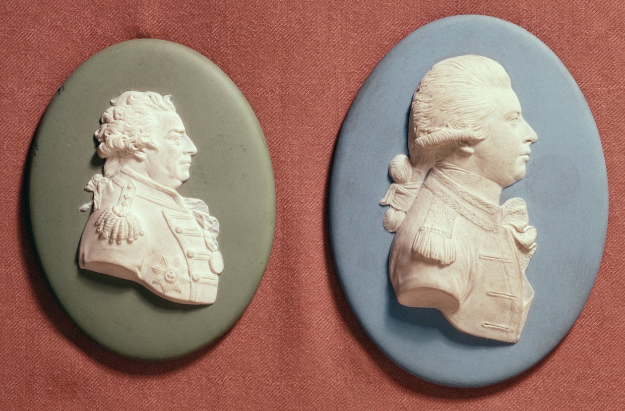 Wedgwood medailony George IV (1762-1830) jako princ z Walesu a 1. vikomt Duncombe, počátek 19. století (jasperware) od English School