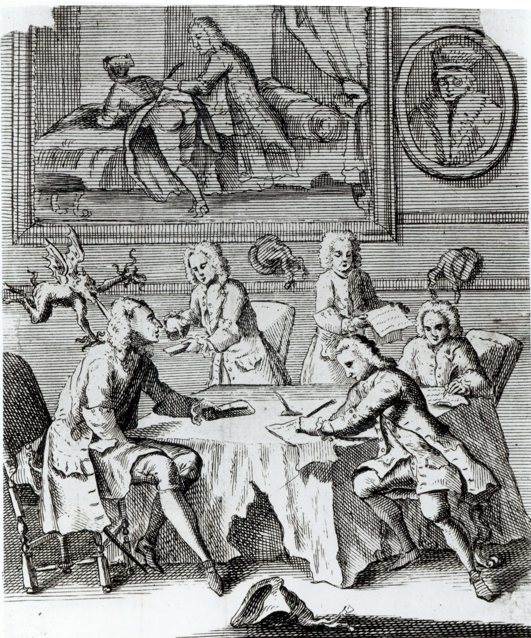 Whig satira o vyjednávání smlouvy z Utrechtu, c.1713 od English School
