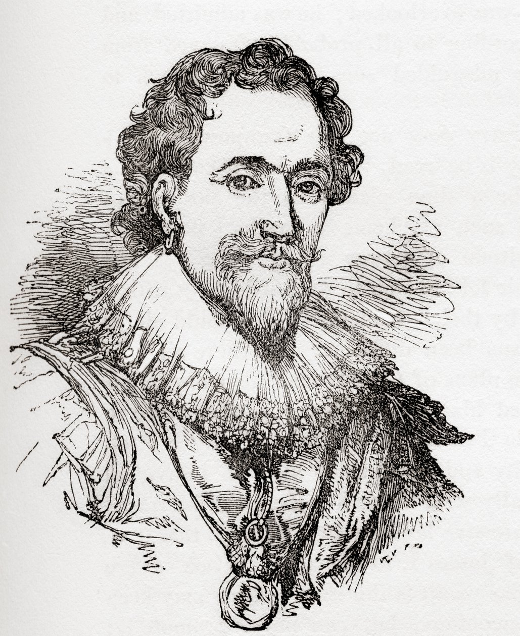 William Herbert, 3. hrabě z Pembroke, 1580 - 1630. Anglický šlechtic, politik a dvořan, ze staré Anglie: A Pictorial Museum, pub. 1847 od English School