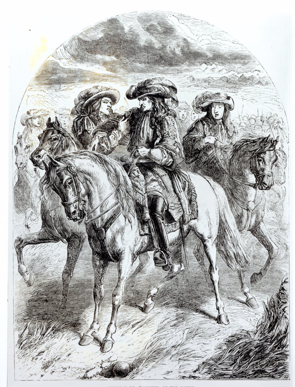 William III (1650-1702) zraněn v bitvě u Boyne, 1. července 1690 od English School